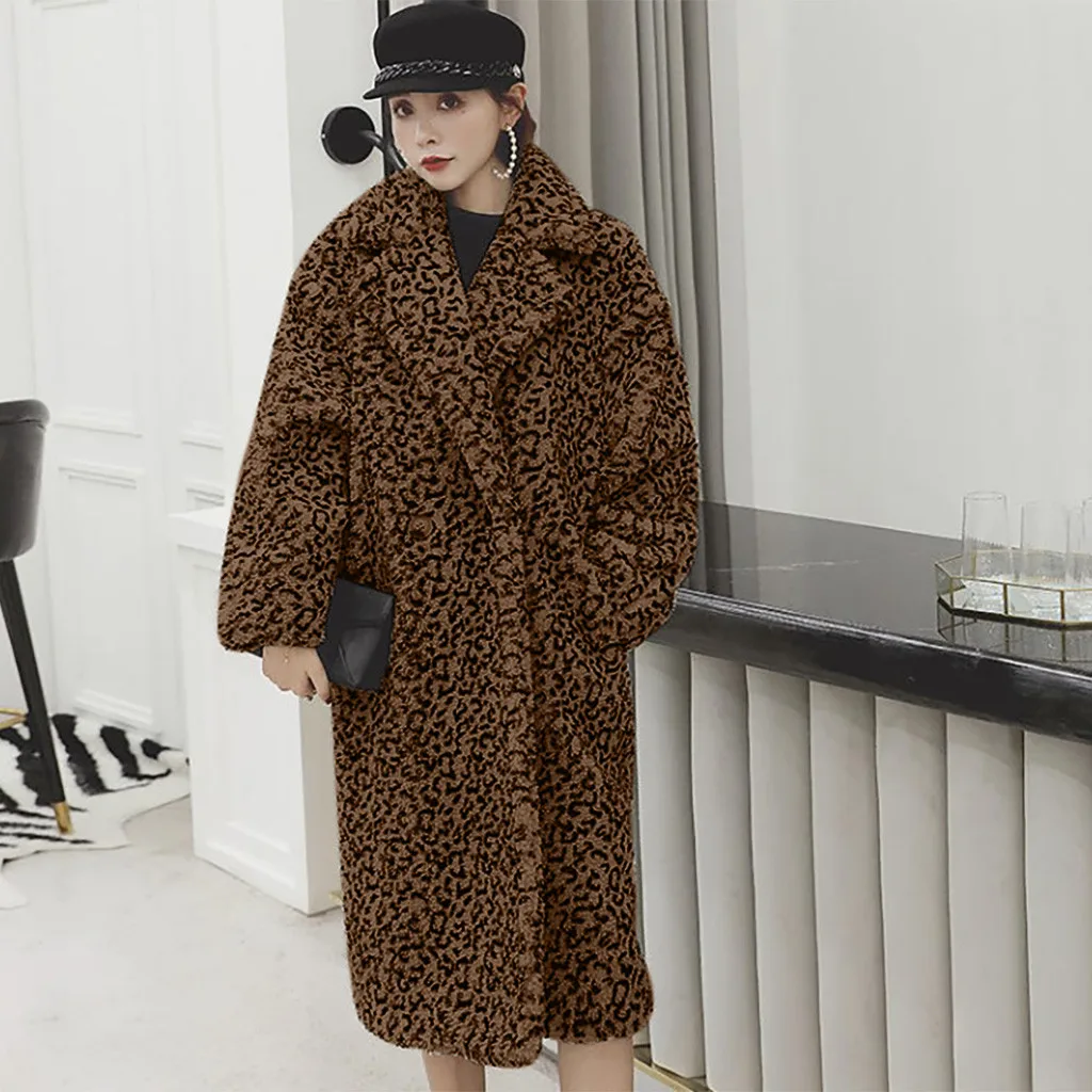Женское пальто JAYCOSIN с леопардовым принтом модное осенне-зимнее женское из