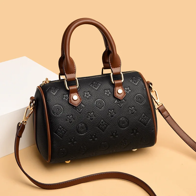 

Solid Color Letter Printing Ladies Pillow Bag Leather One-shoulder Messenger Handbags 2021 New Fashion All-match Boston Bags Sac