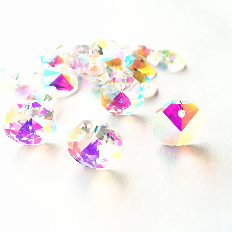 Top Quality 20pcs Multicolor 14mm Crystal Octagonal Beads In One Hole K9 Chandelier Parts Accessories DIY Wedding &amp X-tr | Лампы и