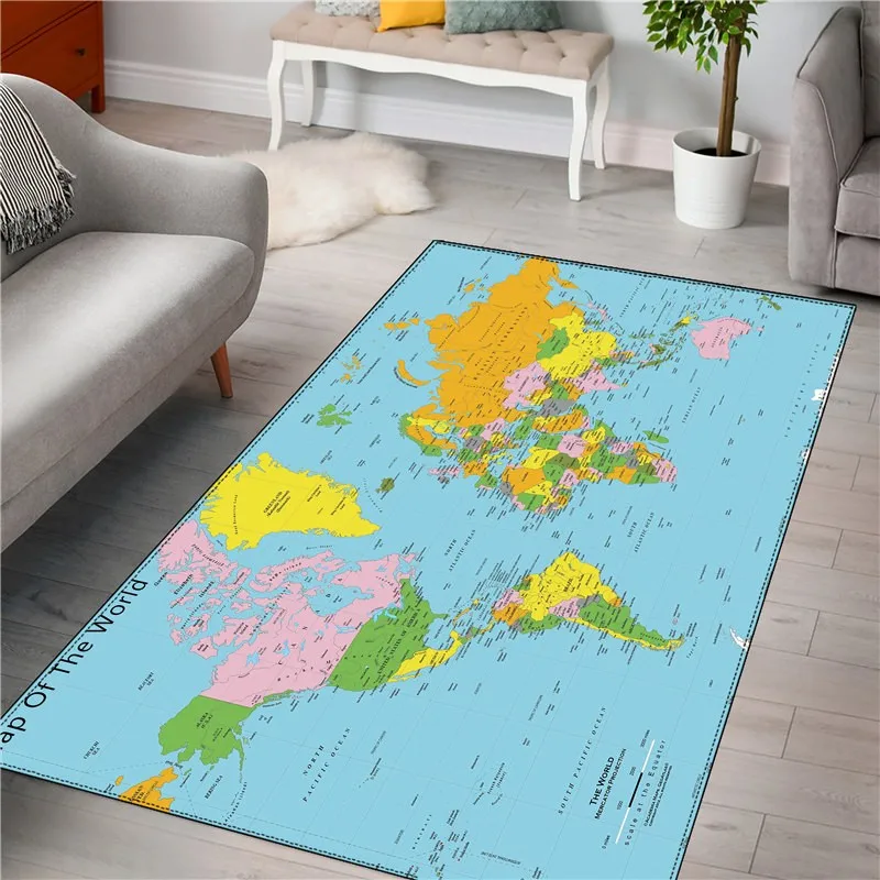 Модный ковер с картой для спальни дома ванной Рождественский