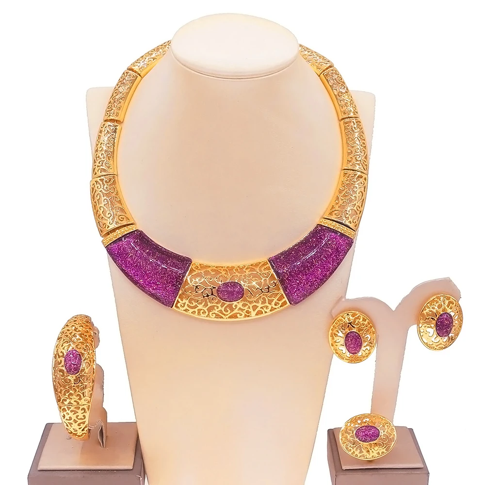 

Yulaili High-Quality Exaggerated Fashion Brazilian Gold Jewelry Set Fashionable and Charming Bride Luxury Wedding Jewelry Sets