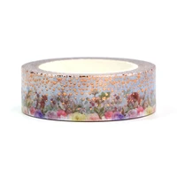 10pcslot 15mm10m foil colorful flowers dots trees decorative washi tape scrapbooking masking tape school office supply