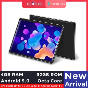 CIGE 10 Inch Tablet PC Android 9.0 Octa Core 4GB RAM 1920x1200 IPS 4G LTE Phone Call Dual 2.4G 5G Wifi 10.1 For Children's