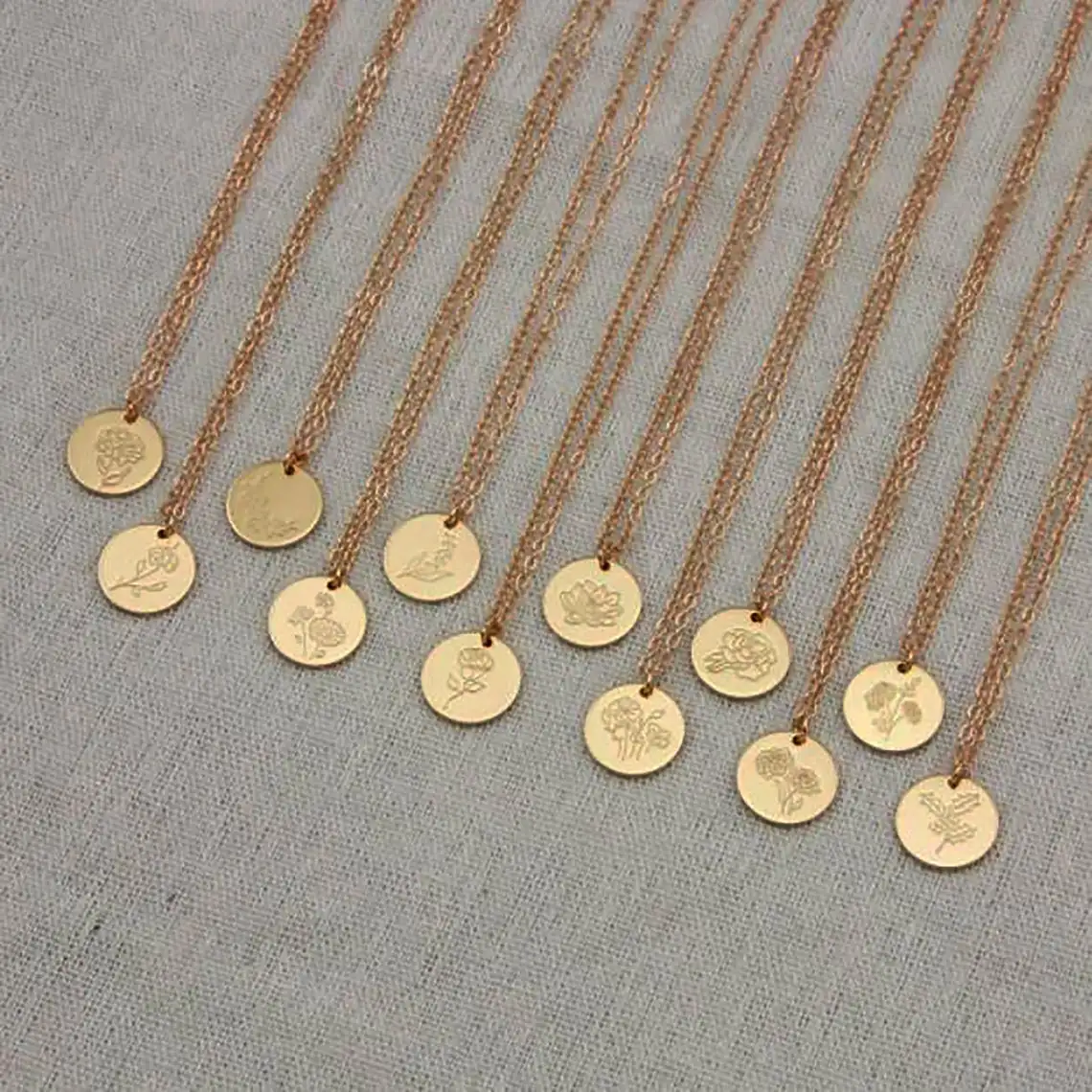 

Stainless Steel Disc Pendant Birth Flower Necklace For Women Bijoux Femme Birth Month Choker Necklaces Birthday Gift BFF