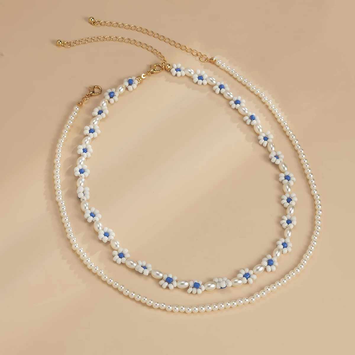 

Pearl Bead Flower Short Choker Necklace for Women Fashion Layered Beaded Chain on the Neck Necklace Set 2021 Trendy Girl Jewelry