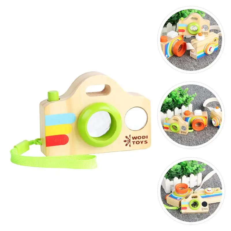 

1pc Simulation Camera Educational Wooden Kaleidoscope Toy Plaything SLR Camera