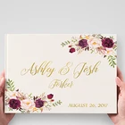 Белые свадебные Гостевая книга, цвета: золотистый, серебристый буквы персонализированный гость книга, Платья с цветочным принтом для свадьбы, стилизованный подарок на свадьбу, подарок для пары