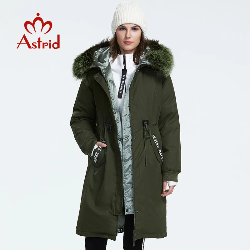 Astrid 2019 Зима Новое поступление пуховик женский большой натуральный мех