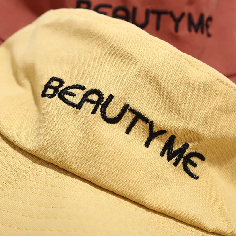 

New Letter Embroidery Women's Summer Bucket Hat Outdoor Beach Cap Sun Protection Hat Fisherman Hat Sunscreen Unisex Panama Cap