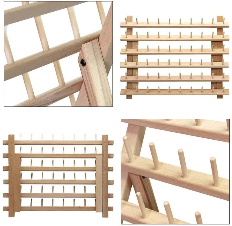Стеллаж для хранения с деревянной нитью на катушке 60 шт. складной органайзер