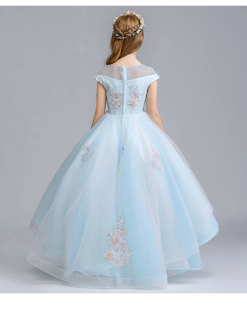 Светильник с синим цветком кружевное платье для девочек на свадьбу праздничное