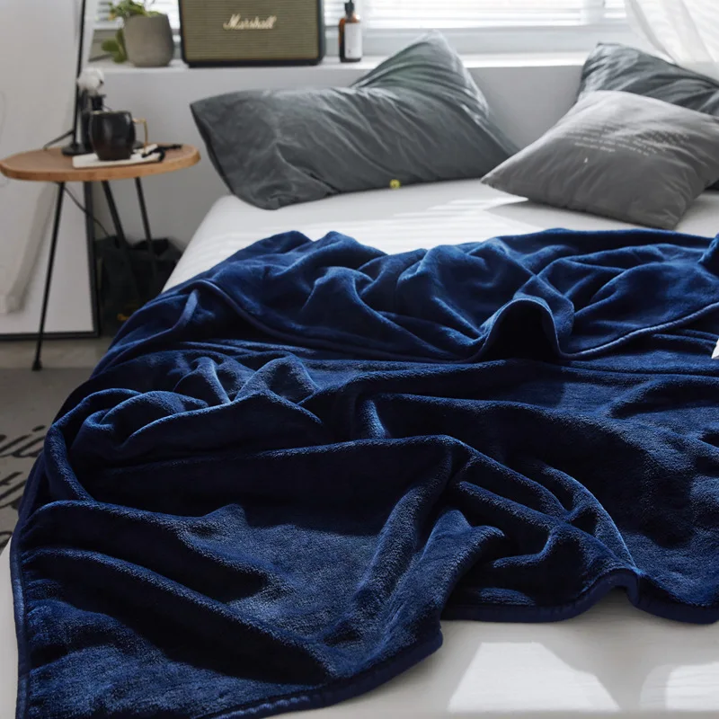 

Plain Flannel Blanket Coral Fleece Polyester Blanket Sofa Office Small Blanket Sofa Bed Throw Blanket