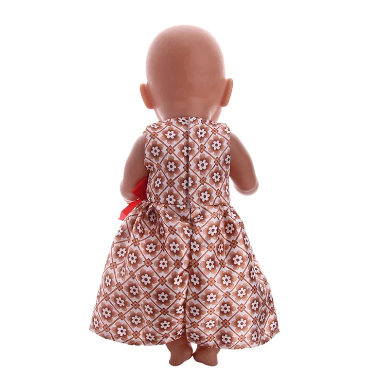 

Doll Clothes Plaid Bow Flower Dress Suitable 18 Inch American Doll And 43cm Baby Doll ,Our Generation Christmas Gift For Girl