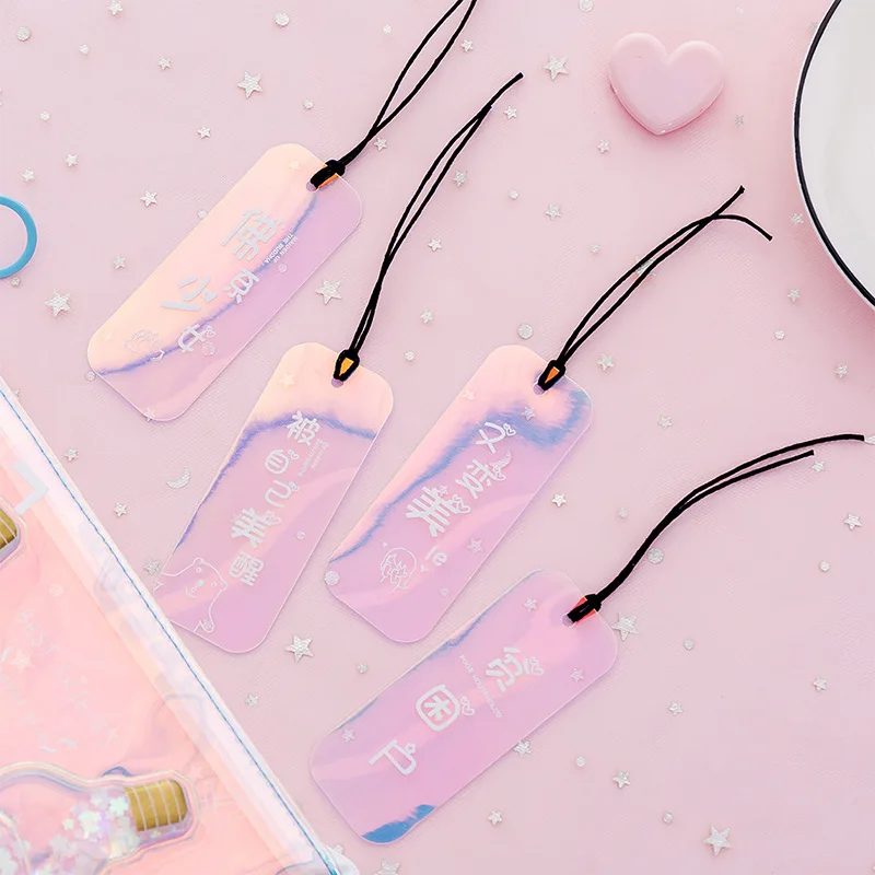 1 шт. лазерные закладки розовые прозрачные ПВХ кавайные для книг бумажные файлы