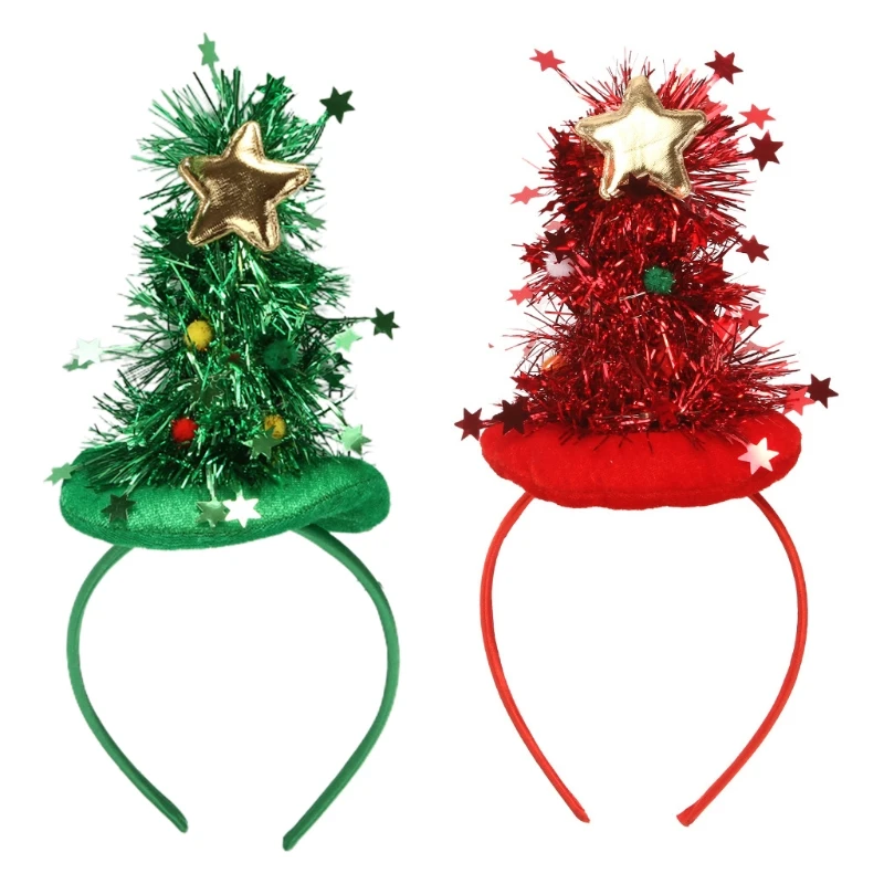 

Glowing Christmas Tree Headdress Santa Hat Headband Party Hair Accessories