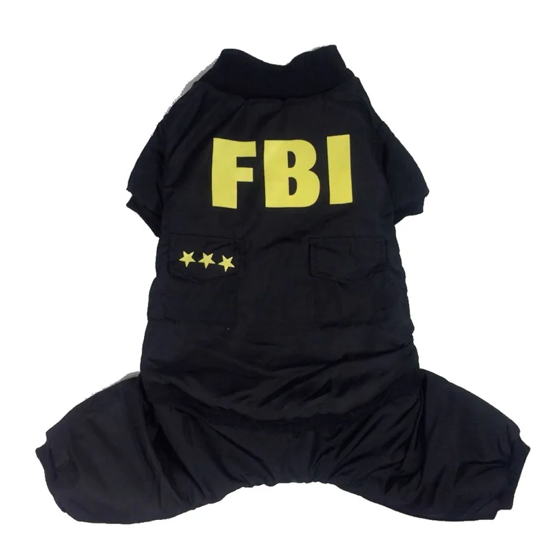 С надписью ФБР(FBI) комбинезон для собаки для Одежда для больших собак зимнее теплое Стеганое пальто Одежда для больших собак