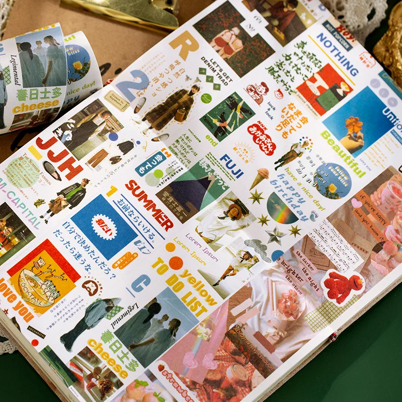 Винтажная цветная креативная иллюстрация серии Washi лента индивидуальный коллаж