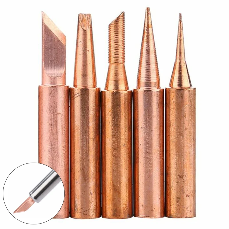

5pcs/Lot Copper Soldering Lead-free Solder Iron Head Tips Metalworking Welding
