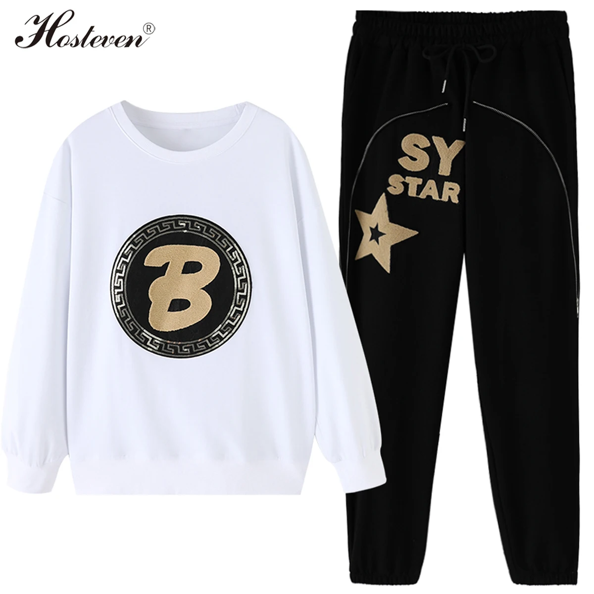 

Women Sport Suit 2021 Casual Suit 2 Piece Set Cotton O-Neck Pants Tracksuit Plus Size Streetwear Pullovers Sweatshirt Casual