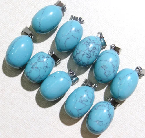 Natural stone Turquoises Quartz Crystal aventurine lapis tiger eye bead pendant for diy Jewelry making necklace Accessories24Pc | Украшения