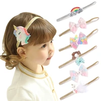 baby unicorn headband for girls kawaii paillette accessories kid rainbow elastic hairbands cute hair clips cartoon adornment new