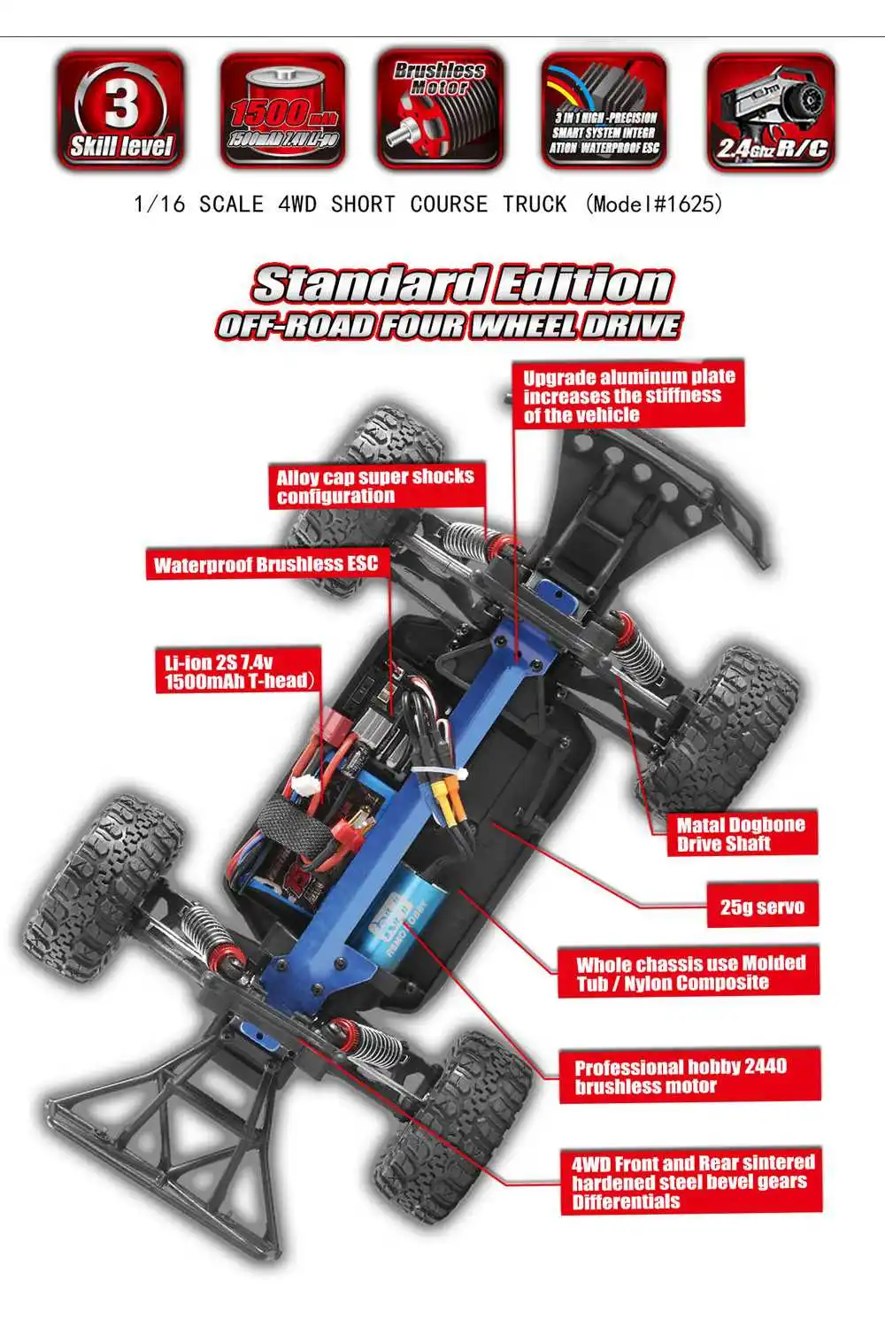 REMO 1635 1625 1655 1/16 2.4G 4WD Waterproof 50km/h Brushless Vehicle Model Off Road Monster RC Car For Kids Children Gift