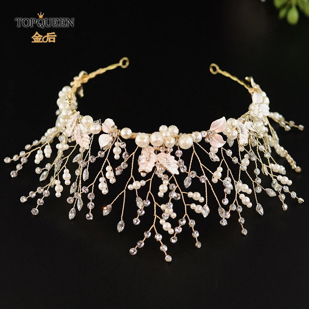 TOPQUEEN два цвета ручная работа перламутровые стразы свадебная тиара Свадебные