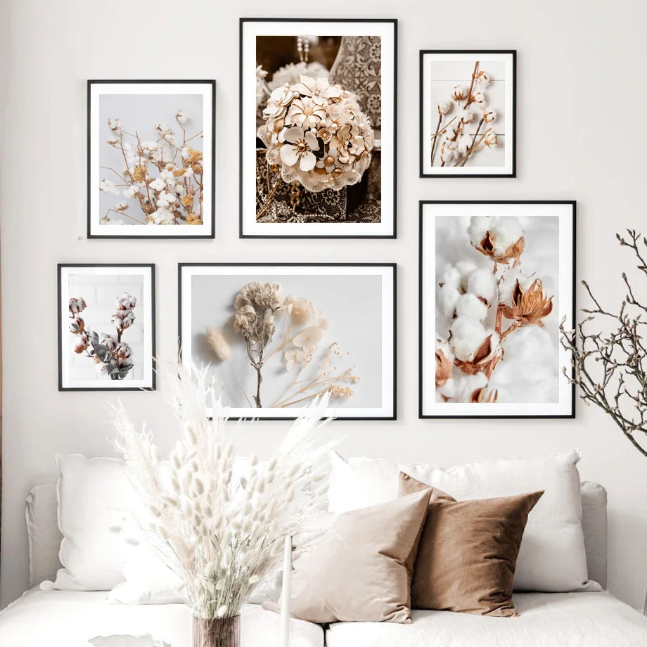 Autumn Plants Flower Cotton Wall Art Canvas Painting Nordic Prints Decor Pictures For Posters Aesthetic Room Decorative | Дом и сад
