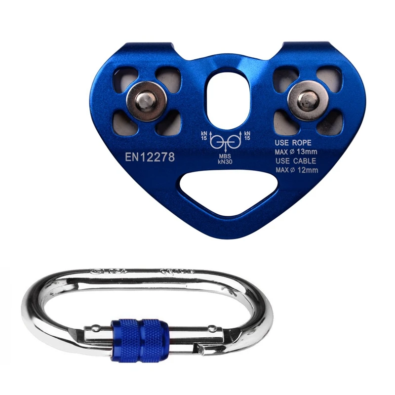 

Double Trolley Pulley Carabiner Rock D-Shaped Mountaineering Buckle Rock Climbing Kit Pulley Heavy Duty Lightweight Climbing Pul