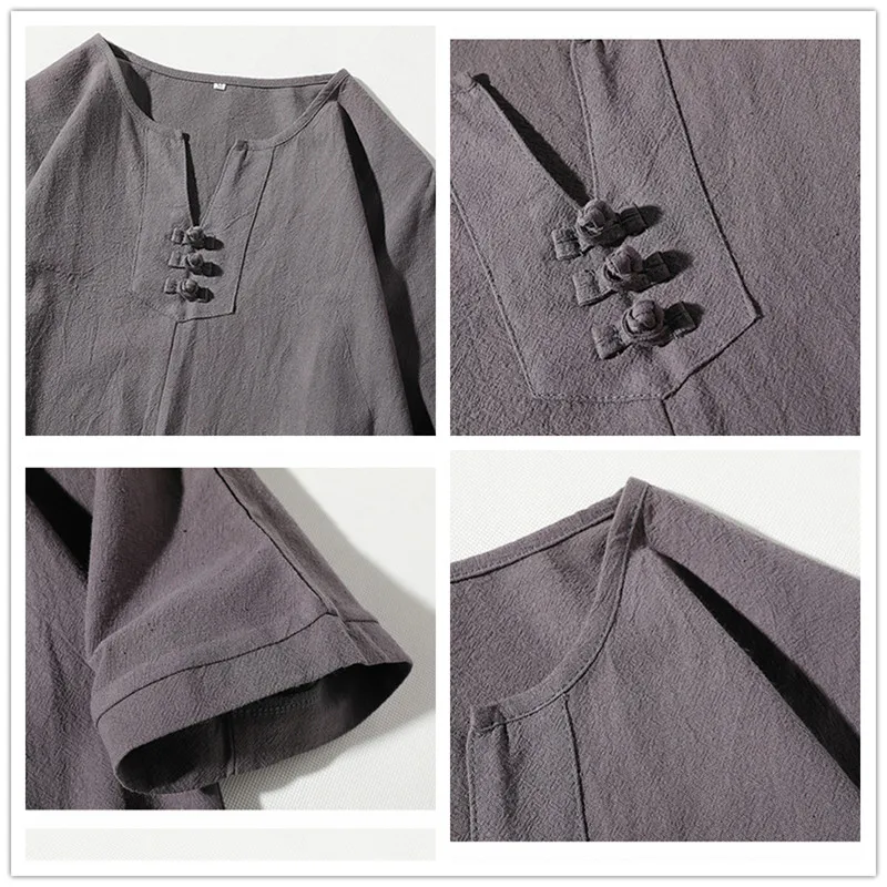 Костюм JDDTON мужской из хлопка и льна свободный комплект одежды двух предметов