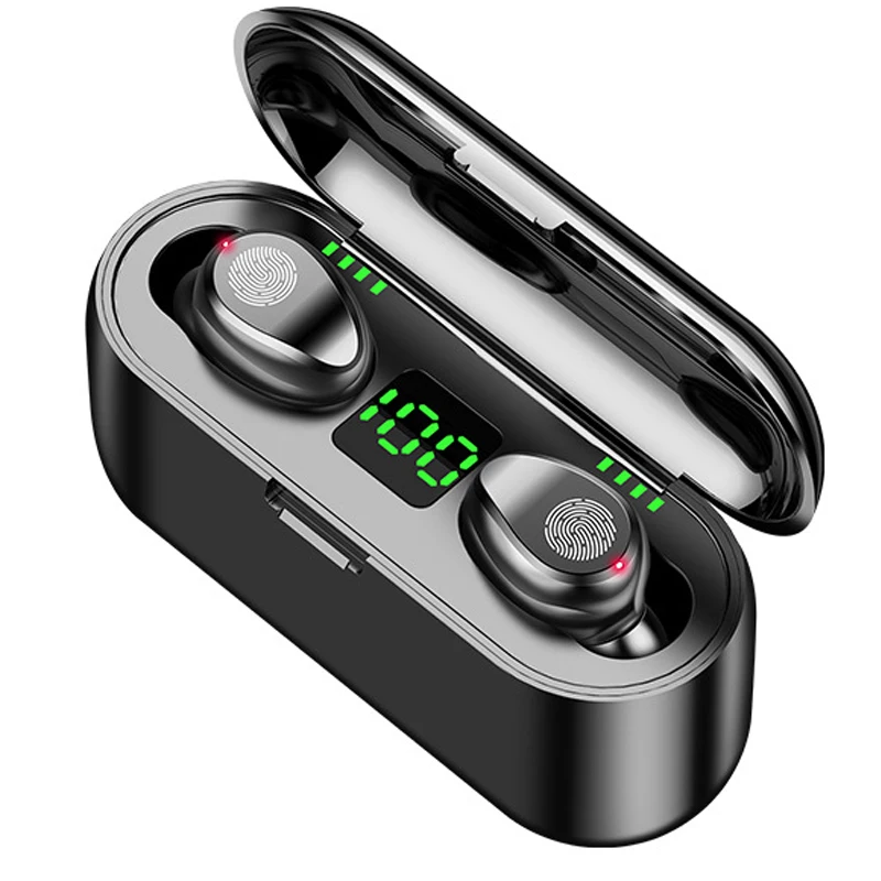 

TWS F9 Wireless Headphone Sport Bluetooth Earphone Touch Mini Earbuds Stereo Bass Headset with 2000mAh Charging Case Power Bank
