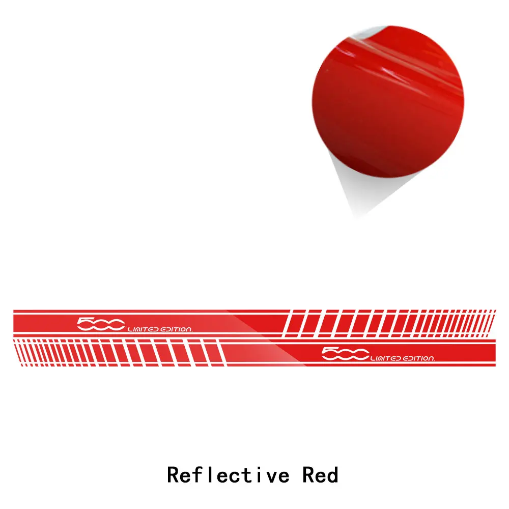 reflective red Автомобильный Стайлинг, наклейка на боковую юбку, ограниченная серия, украшение для тела, гоночная наклейка в полоску для Fiat 500 Bravo Doble Panda Ducato, аксессуары - Название цвета: reflective red