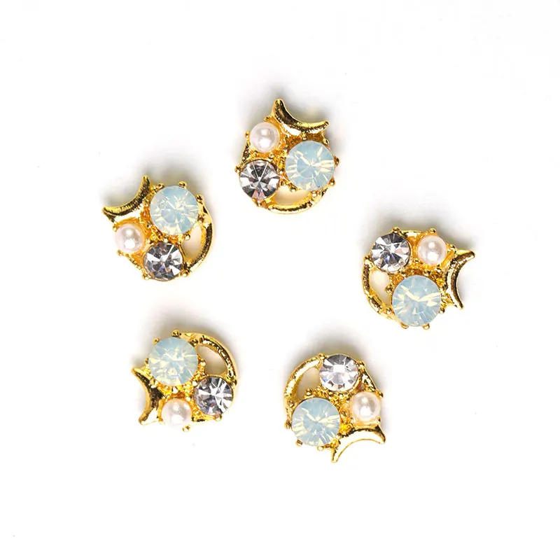 

10Pcs New 2019 Glitter Pearl with Rhinestones Alloy Metal 3D Nail Art Decoration Charms Studs Nails 3d Jewelry