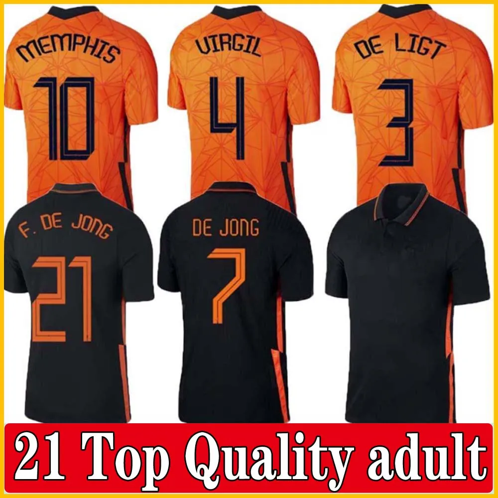 

NEDERLANDS elftal shirt 2021 MEMPHIS Soccer Jerseys home away football shirt 21 DE LIGT STROOTMAN VAN DIJK Adult shirt