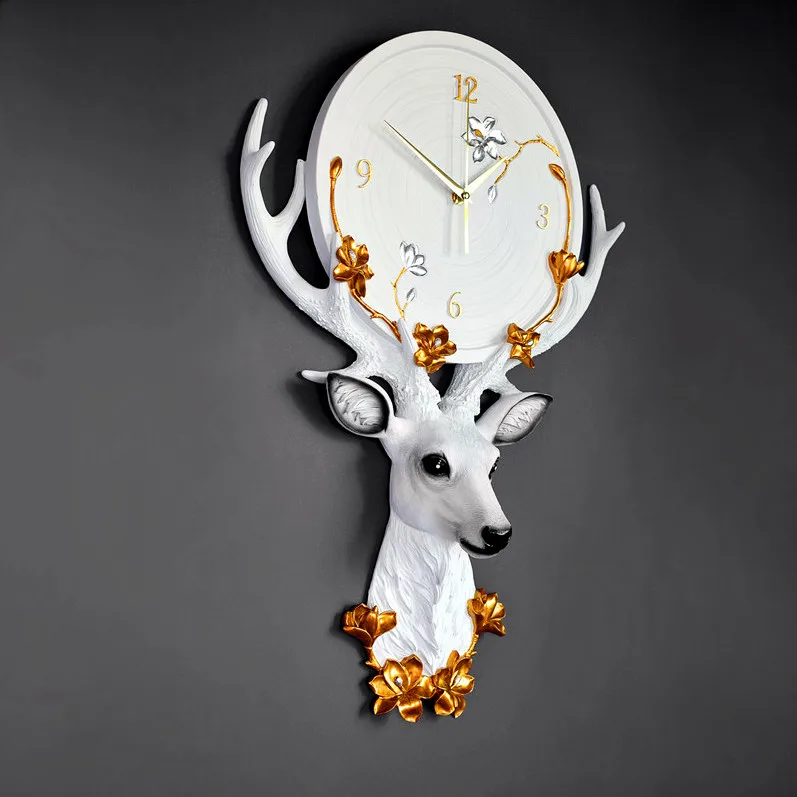 Настенные часы с изображением оленя в европейском стиле креативные Роскошные