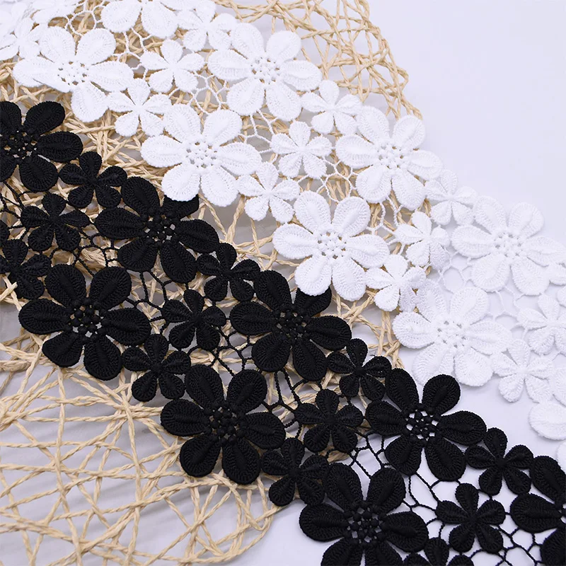 2yard High Quality White Black Flower Embroidery Lace Ribbon Fabric DIY Handmade Sewing Accessories For Wedding Garment Material | Дом и сад