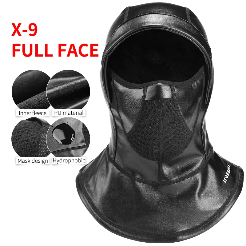 X-9 Full Face Mask INBIKE, кожаная Лыжная маска, ветрозащитная, флисовая, термальная, Спортивная, зимняя, половина лица, маска для шеи, теплая шапка, головной убор, мужская, велосипедная Балаклава - Цвет: X-9 Full Face Mask