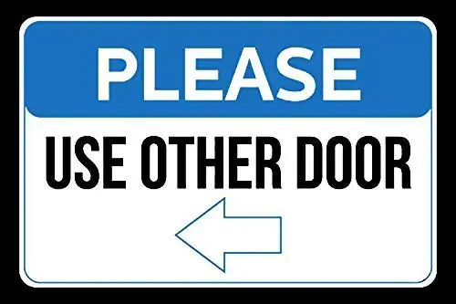 

DKISEE Please Use Other Door Left Arrow Business Employee Customer Metal Wall Poster Tin Sign Vintage BBQ Restaurant Dinner Room