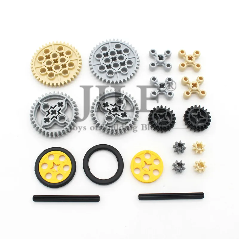 Set 5 18pcs Moc Technic, набор деталей шестеренок, объемные DIY строительные блоки, кирпичи, аксессуары, комбинация механических с крестом, Alxe Science Toys - Цвет: Set 5 18pcs