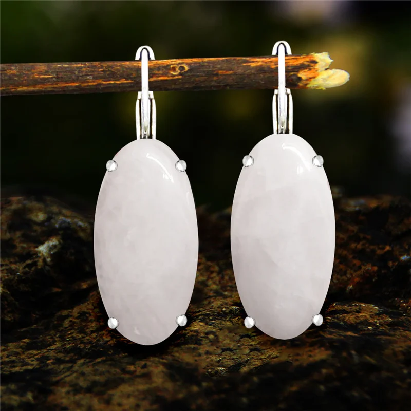 Винтажные серьги в форме глаза из натурального кварца для женщин посеребренные