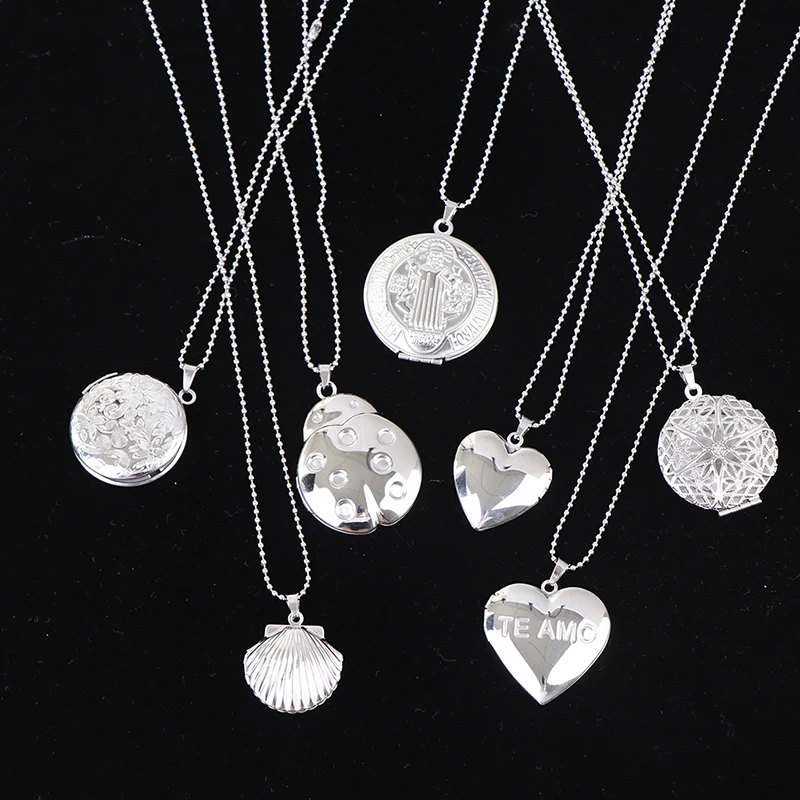 

Ожерелье с кулоном и фоторамкой женское, аксессуар из нержавеющей стали с уникальным резьбовым дизайном, очаровательное искусственное укр...