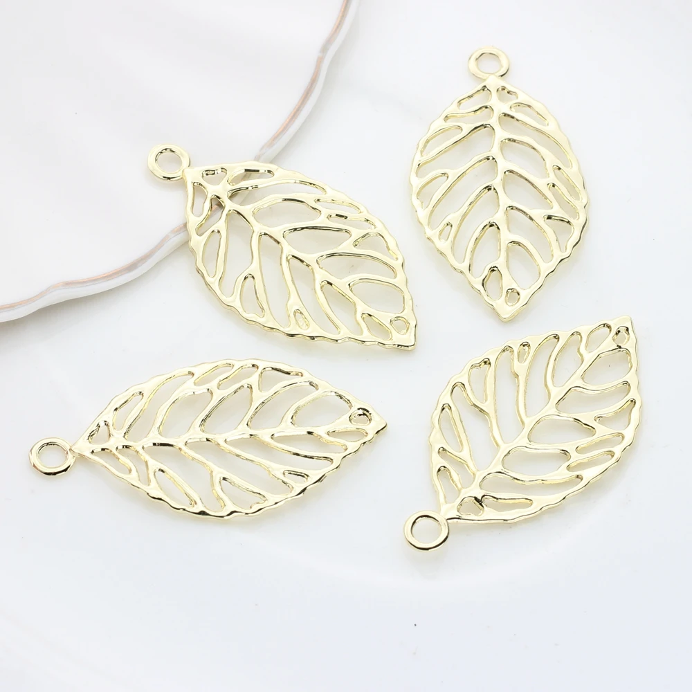 

Zinc Alloy Charms Hollow Leaves Charms Pendant 6pcs/lot For DIY Fashion Jewelry Earrings Making Accessories