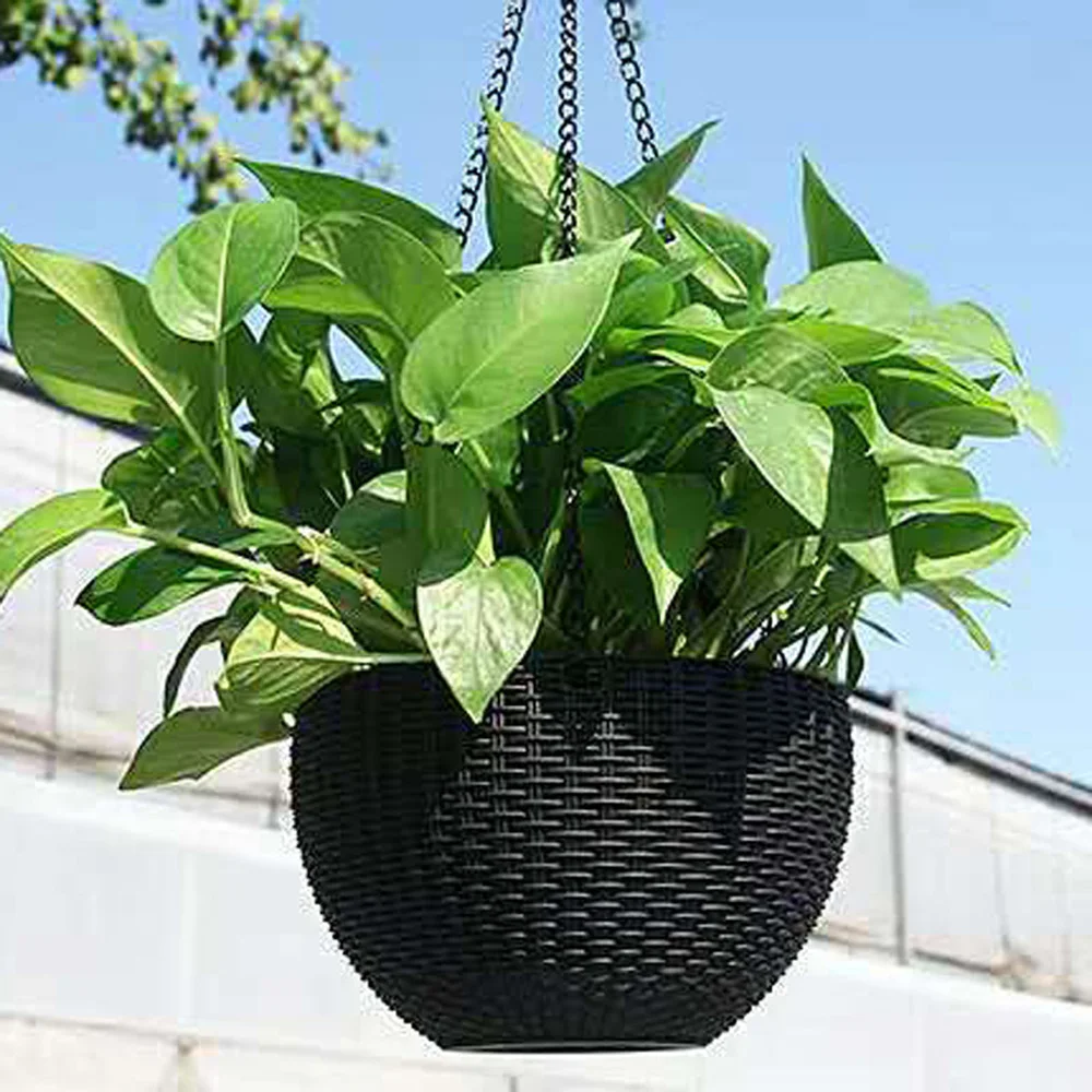 

Plastic Hanging Flower Pot Chain Plant Planter Basket Home Garden Decoration UK