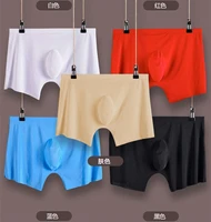 seamless u convex s mens pants one piece of ice silk flat foot boxer shorts transparent men s sexy underwear pure color