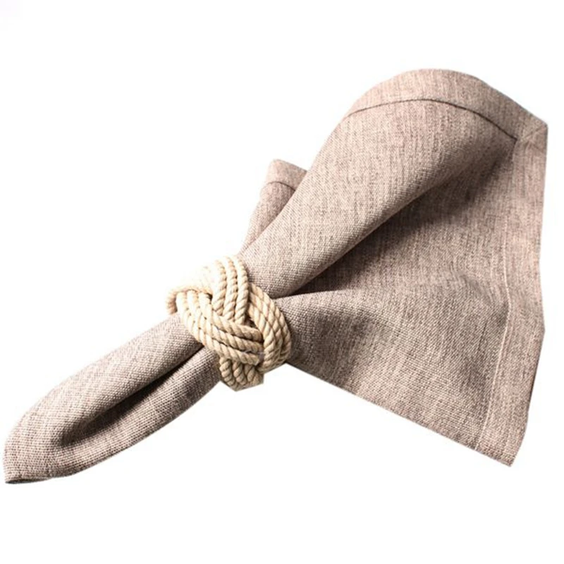 

12Pcs Natural Jute Napkin Loop Cord Woven Napkin Buckle Corded Napkin Buckle Waxed Twine Napkin Loop