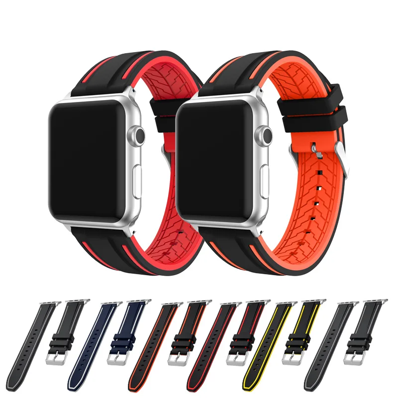 Силиконовый ремешок для Apple Watch Band 44 мм 42 38 40 ММ Спортивный Браслет Смарт часы iWatch