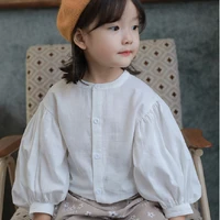 2021 white children clothes spring summer girls cotton blouses shirts kids teenagers outwear breathable high quality