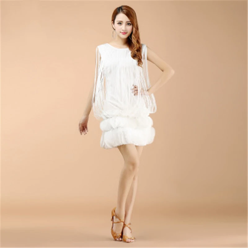 Женское платье для латинских танцев сексуальное бальное с бахромой танго ча-ча