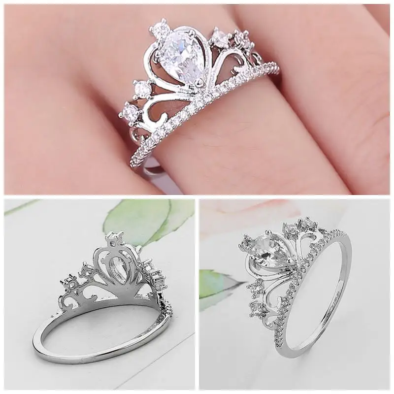 Принцесса Корона Серебряная корона стразы кольцо для женщин девушек Королева