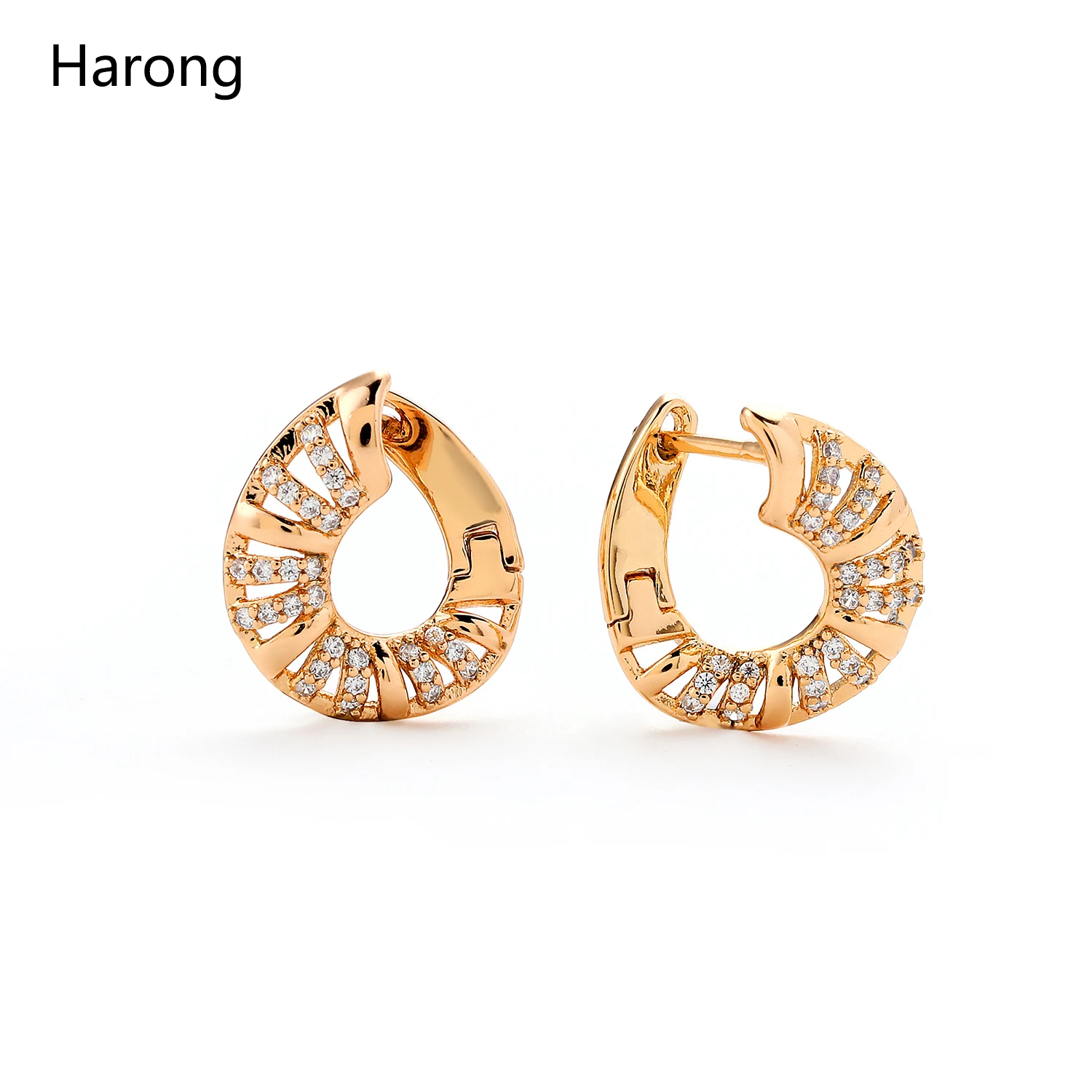 

Hanreshe Rose Gold Hoop Earrings Trendy Jewelry Party Cute Crystal Copper Creative Mini Natural Zircon Round Earring Women Gift